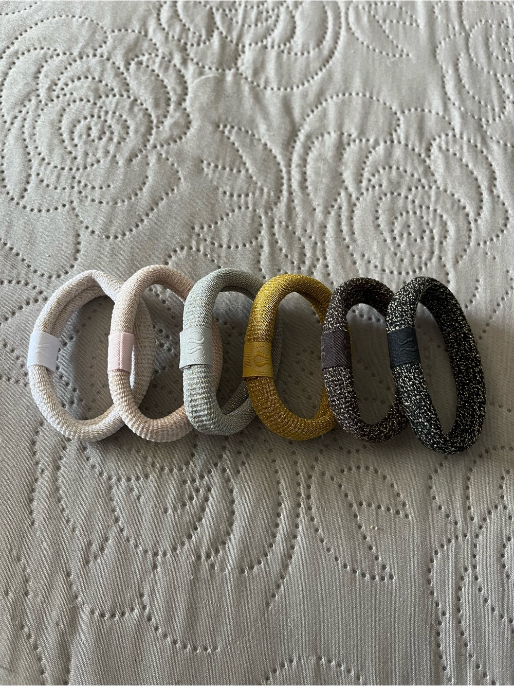 Lululemon Assorted Elastic Hair Ties - Neutral to Metallic Set